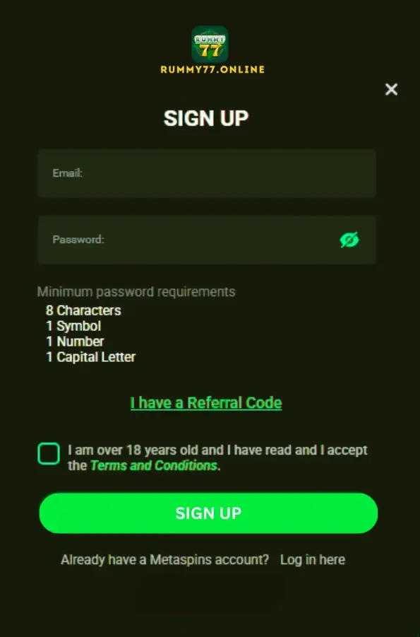 Register button for quick account creation